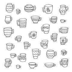 Cute cup illustration. Cozy home doodle set.