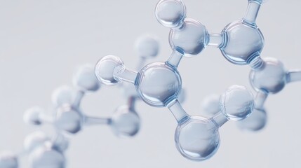 A detailed rendering showcases advanced cosmetic technology centered around molecular structures that represent beauty science. This creative representation highlights innovation and research