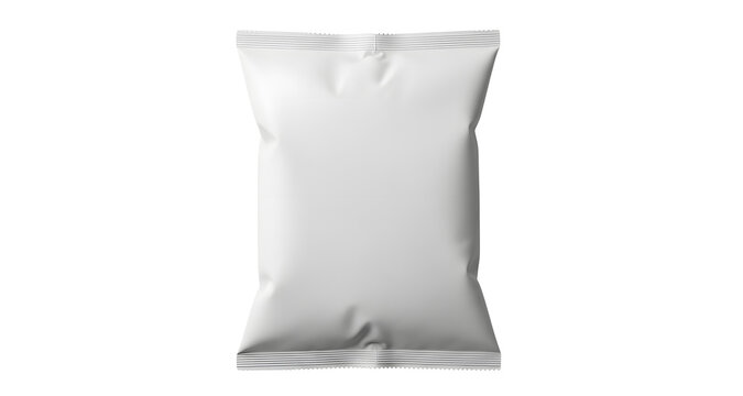 Blank White Foil Potato Chip Bag Mockup Isolated on White