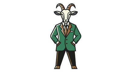 Cartoon goat in suit isolated on white background for business concept