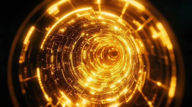 Glowing digital tunnel visualizing fast data network connection