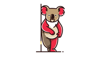 Cartoon koala bear illustration standing upright on isolated white