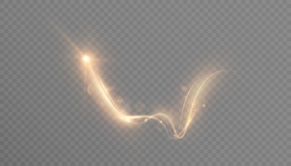 Golden magical comet light effect with lots of sparkling bokeh and twinkling light effects. Magical golden trail for web design and fairy tale decor. Vector  © Valeriia