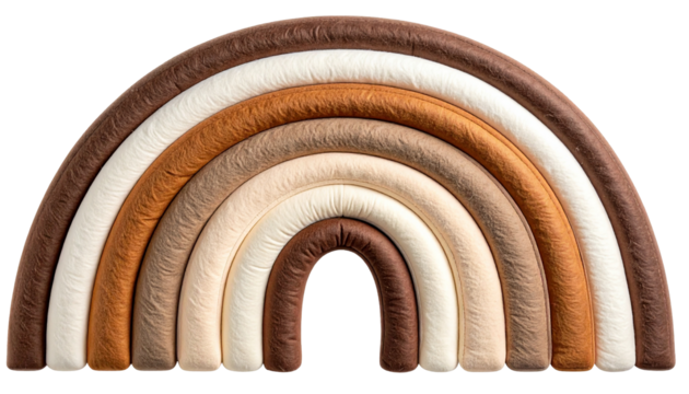 Neutral-toned plush rainbow arch, a decorative children's item