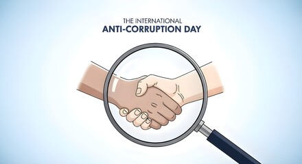 international anti corruption day handshake magnifying glass