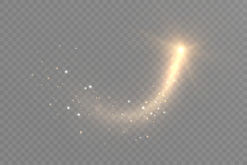 Golden magical comet light effect with lots of sparkling bokeh and twinkling light effects. Magical golden trail for web design and fairy tale decor. Vector  © Valeriia