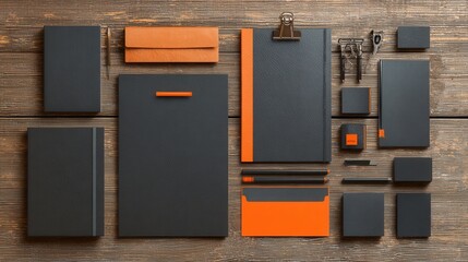 Elegant Corporate Stationery Mockup on Rustic Wooden Background