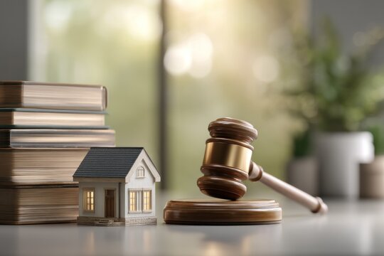 Real estate law concept gavel house model books - Powered by Adobe