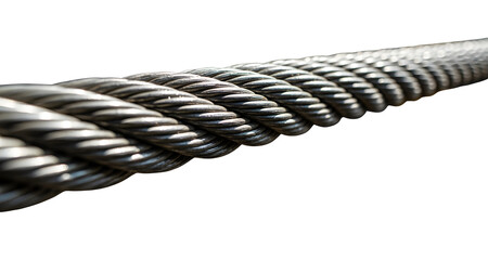 Close-up of a Steel Wire Rope or Cable Isolated on White