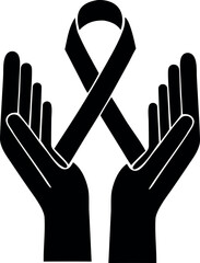 AIDS awareness ribbon in hands support symbol Vector illustration World AIDS Day concept Isolated icon