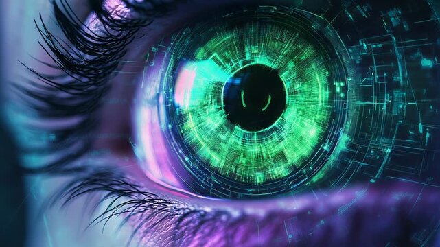 Bionic eye scanning digital data, artificial intelligence concept