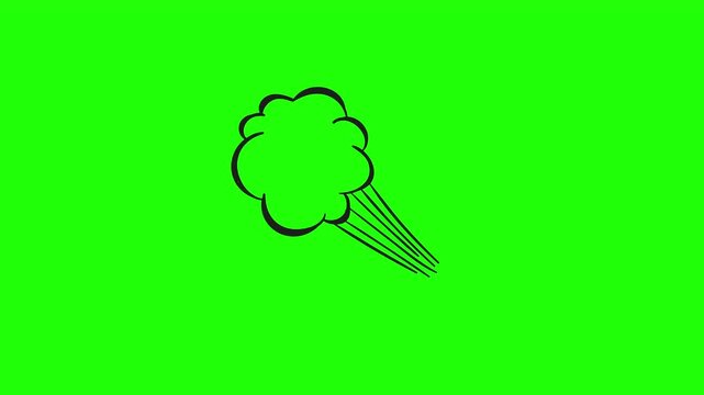 Comic book style puff of smoke or vapor, speed effect on green