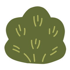 Obraz premium Green Bush in Cute Flat Style for Nature Illustration