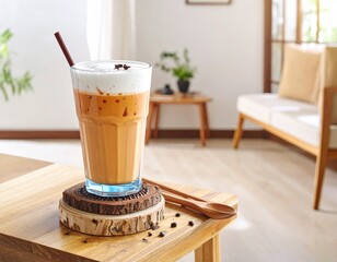 Thai milk tea in the coffee shop