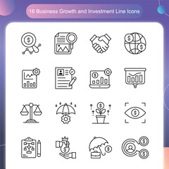 Business Growth and Investment Icons – Line Style Set 4