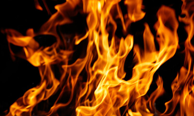 Fototapeta premium A close up of a fire with its flames reaching up to the sky