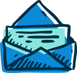 email envelope message icon hand drawn blue sketch