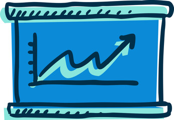 presentation chart analytics icon hand drawn illustration blue