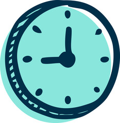 clock time management icon hand drawn blue sketch