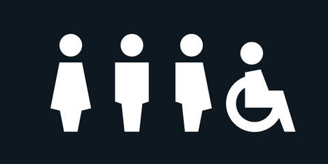 All gender restroom sign. Toilet line icon, linear style vector pictogram. WC gender symbol.
