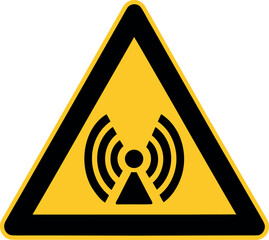 Warning Sign: Radio Frequency Radiation Hazard Yellow Triangle Icon