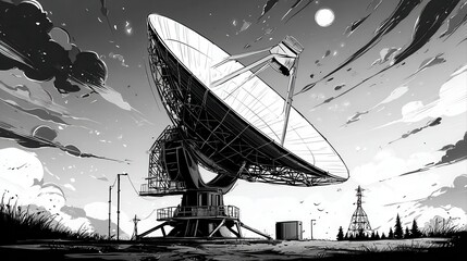 Obraz premium Giant Radio Telescope Antenna Communication Technology Illustration