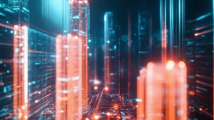 Futuristic cityscape forming digital data network connections - Powered by Adobe