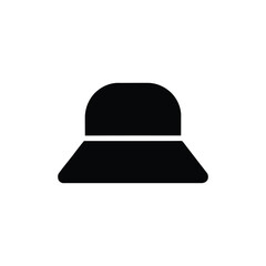 Fototapeta premium Black minimalist bucket hat silhouette icon graphic design element on white