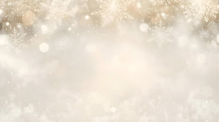 Abstract background featuring blurred golden snowflakes and bokeh lights creating a festive, wintery, and elegant atmosphere.