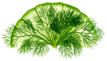 Slice of vegetable and herbs arranged with backlight