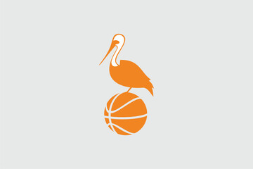 abstract swan with basketball vector image template