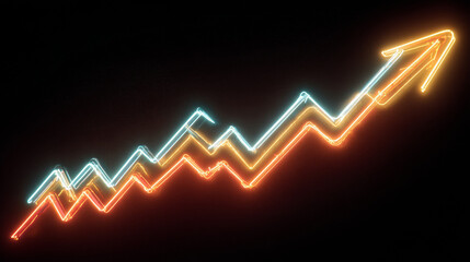 Neon Zigzag Growth Line with Vibrant Upward Arrow