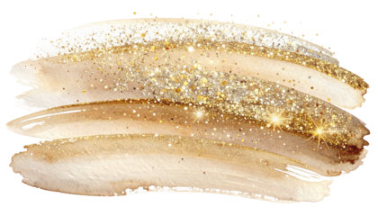 Golden brushstrokes, watercolor style, with sparkling glitter overlay on a black backdrop