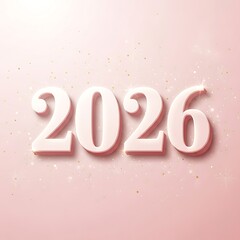 Elegant 2026 new year design with soft pink background and glitter effect