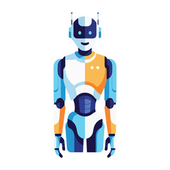 Fototapeta premium Colorful Futuristic Humanoid Robot, Flat Vector Illustration