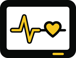 Simple and clear heartbeat monitor icon design for medical and health applications