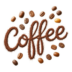 Handwritten Coffee Word Surrounded by Roasted Beans