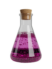 Magenta Bubbly Conical Glass Flask with Cork
