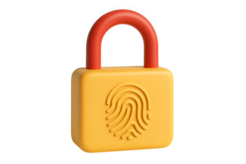 Conceptual 3D Padlock with Fingerprint Sensor Representing Biometric Security and Authentication.