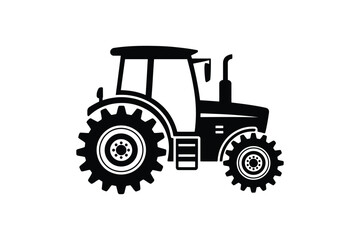Obraz premium Agricultural farm tractor icon silhouette illustration for farming work