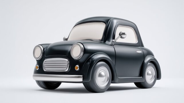 Stylish 3D rendering black classic cartoon car - Powered by Adobe