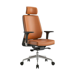 Tan Leather Office Chair With Ergonomic Design
