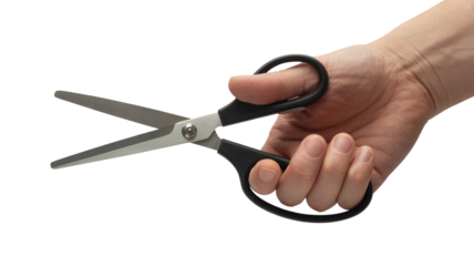 Crafting hand holding scissors ready to cut for creative projects, DIY and design work solutions