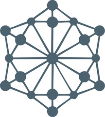 Abstract geometric network icon featuring connected dots and lines, symbolizing technology, data, and complex systems