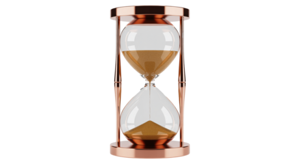 Elegant hourglass with rose gold finish measures time, perfect for deadlines and time management concepts