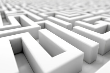 Complex White Maze Structure Challenges Exploration and Navigation in a Minimalist Design