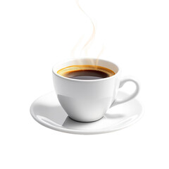 Obraz premium Aromatic cup of black coffee with steam freshly brewed hot drink concept