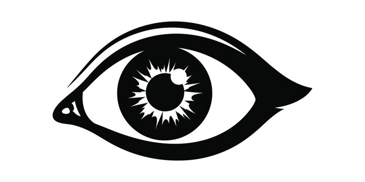 Abstract Eye Icon - Symbolic Representation of Vision and Perception in Black and White Design