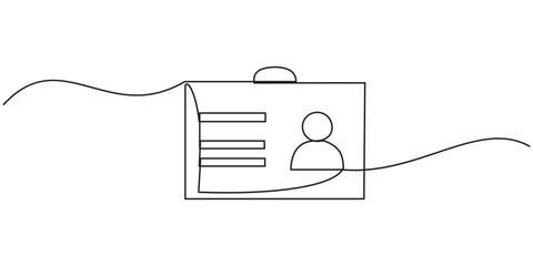 Continuous line drawing badges id cards holders isolated on transparent background. Vector illustration