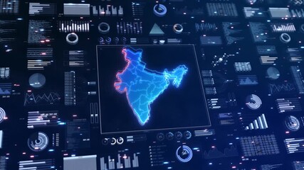 Cyber digital India country global tech and innovation financial charts, country's economic progress, investment opportunities, stock market trends, and India's financial growth and business expansion - Powered by Adobe